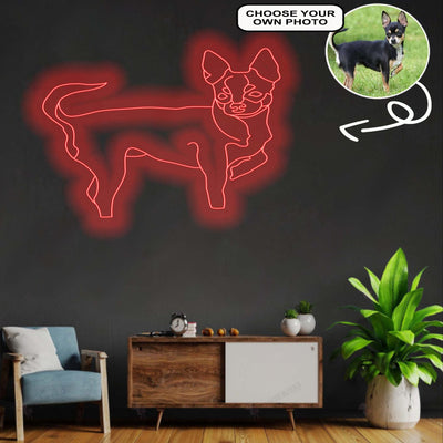 Custom Chihuahua Neon Sign with Your Dog's Photo - Personalized Pet Name Art - Unique Home Decor & Gift for Dog Lovers - Pet-Themed Lighting