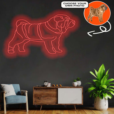 Custom Chinese shar-pei Neon Sign with Your Dog's Photo - Personalized Pet Name Art - Unique Home Decor & Gift for Dog Lovers - Pet-Themed Lighting