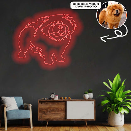 Custom Chow chow Neon Sign with Your Dog's Photo - Personalized Pet Name Art - Unique Home Decor & Gift for Dog Lovers - Pet-Themed Lighting