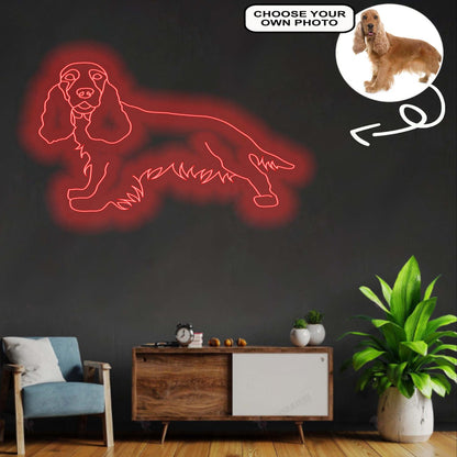 Custom Cocker Spaniel Neon Sign with Your Dog's Photo - Personalized Pet Name Art - Unique Home Decor & Gift for Dog Lovers - Pet-Themed Lighting