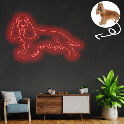 Custom Cocker Spaniel Neon Sign with Your Dog's Photo - Personalized Pet Name Art - Unique Home Decor & Gift for Dog Lovers - Pet-Themed Lighting