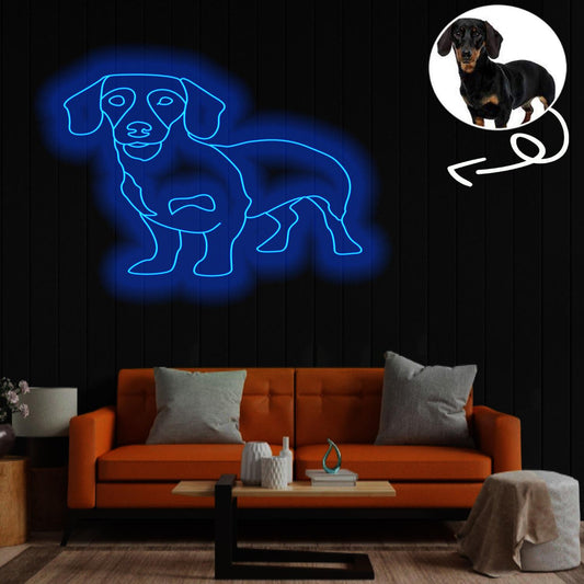Custom Dachshund Neon Sign with Your Dog's Photo - Personalized Pet Name Art - Unique Home Decor & Gift for Dog Lovers - Pet-Themed Lighting