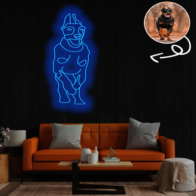 Custom Dobberman Neon Sign with Your Dog's Photo - Personalized Pet Name Art - Unique Home Decor & Gift for Dog Lovers - Pet-Themed Lighting