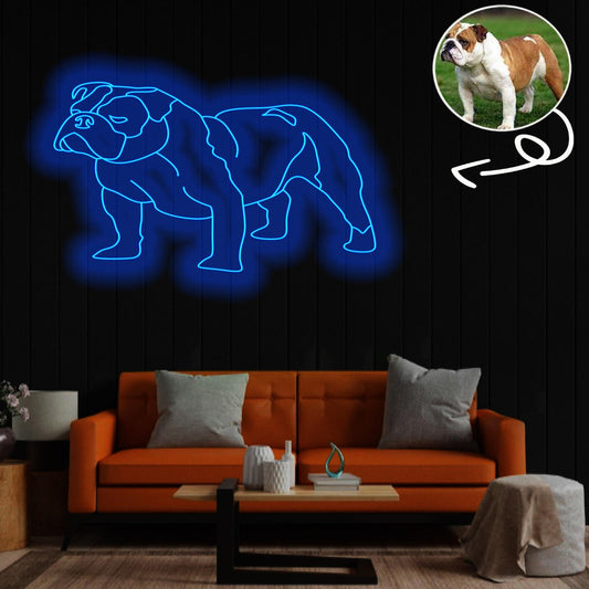 Custom English Bulldog Neon Sign with Your Dog's Photo - Personalized Pet Name Art - Unique Home Decor & Gift for Dog Lovers - Pet-Themed Lighting