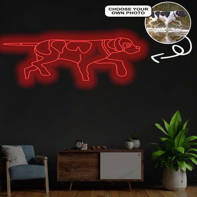 Custom English pointer Neon Sign with Your Dog's Photo - Personalized Pet Name Art - Unique Home Decor & Gift for Dog Lovers - Pet-Themed Lighting
