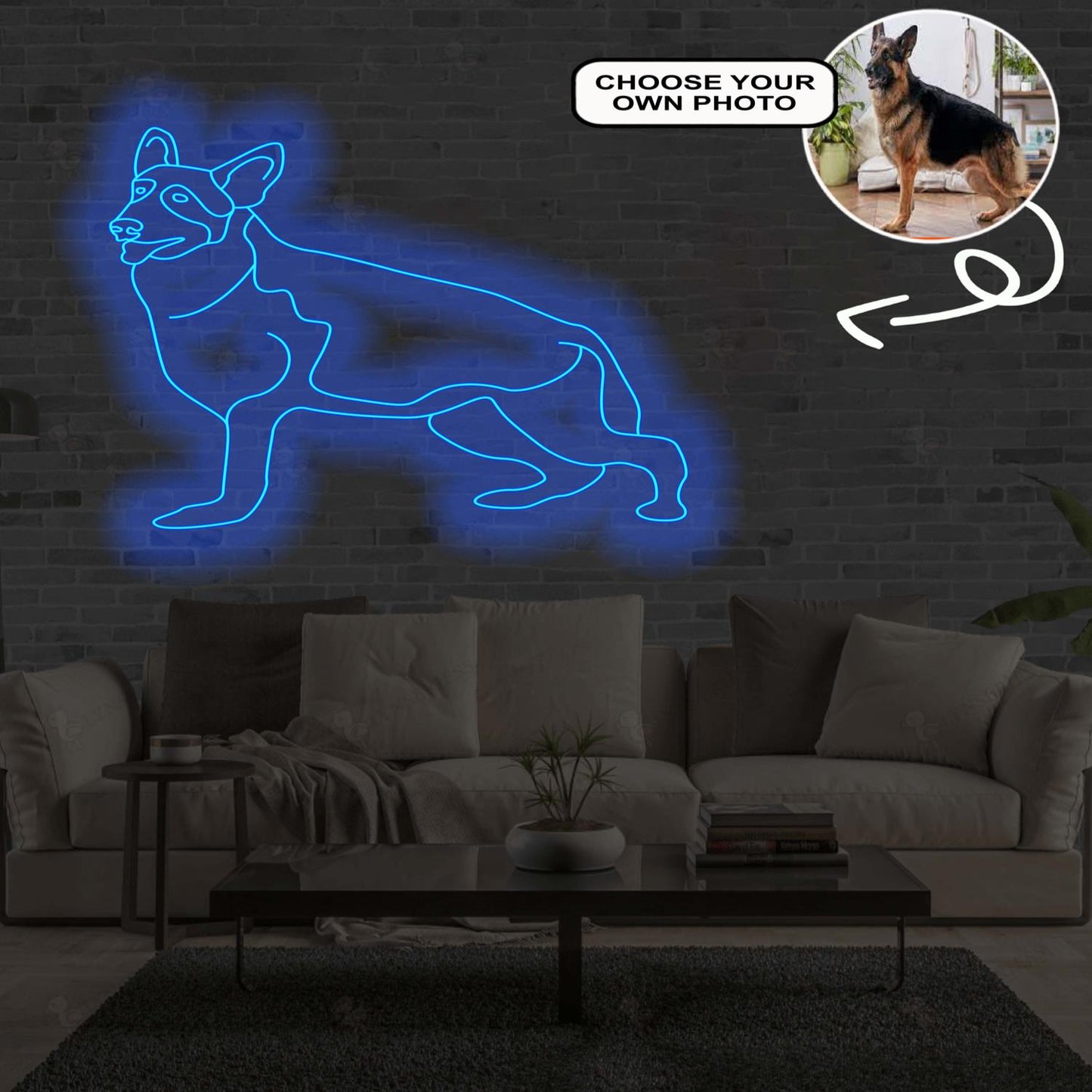 Custom German Shepherd Neon Sign with Your Dog's Photo - Personalized Pet Name Art - Unique Home Decor & Gift for Dog Lovers - Pet-Themed Lighting