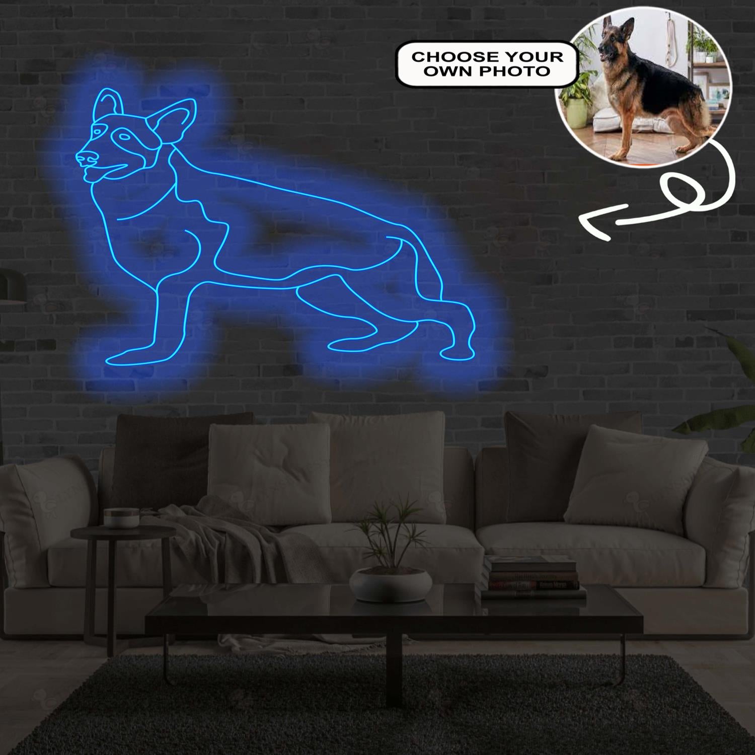 Custom German Shepherd Neon Sign with Your Dog's Photo - Personalized Pet Name Art - Unique Home Decor & Gift for Dog Lovers - Pet-Themed Lighting