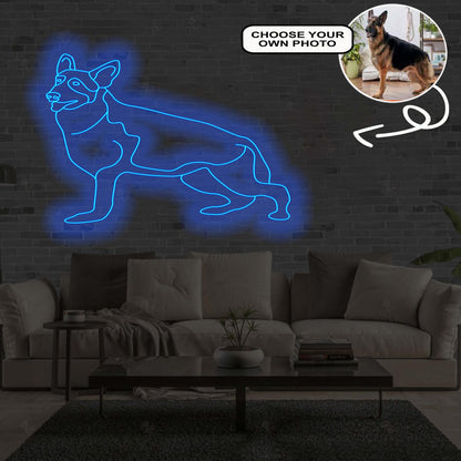 Custom German Shepherd Neon Sign with Your Dog's Photo - Personalized Pet Name Art - Unique Home Decor & Gift for Dog Lovers - Pet-Themed Lighting