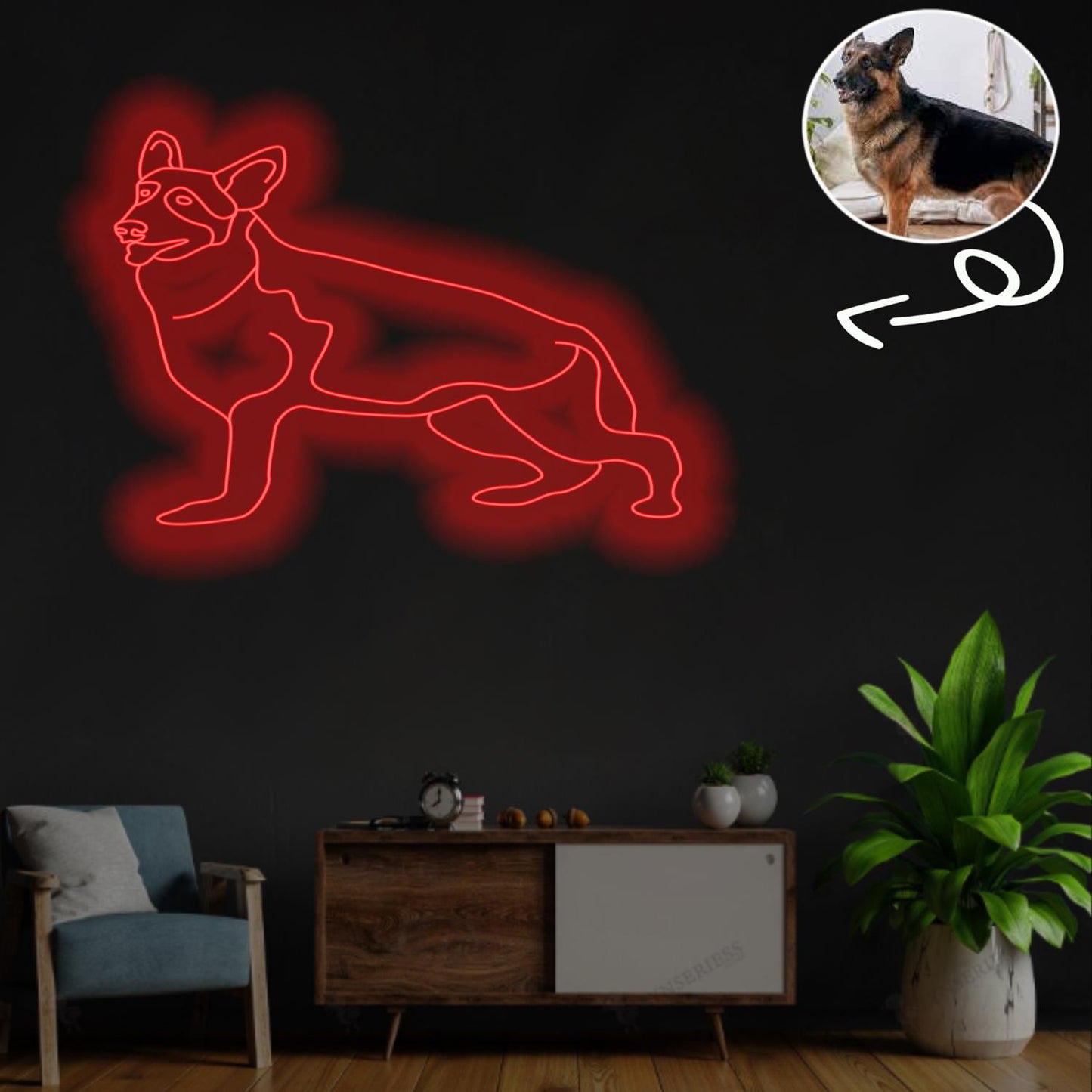 Custom German Shepherd Neon Sign with Your Dog's Photo - Personalized Pet Name Art - Unique Home Decor & Gift for Dog Lovers - Pet-Themed Lighting