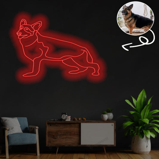Custom German Shepherd Neon Sign with Your Dog's Photo - Personalized Pet Name Art - Unique Home Decor & Gift for Dog Lovers - Pet-Themed Lighting