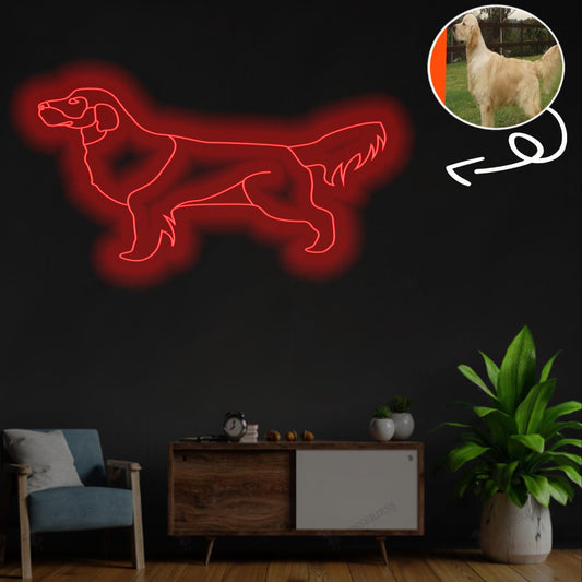 Custom Golden Retriever Neon Sign with Your Dog's Photo - Personalized Pet Name Art - Unique Home Decor & Gift for Dog Lovers - Pet-Themed Lighting