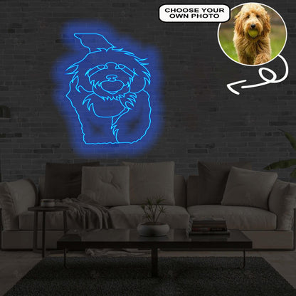Custom Goldendoodle Neon Sign with Your Dog's Photo - Personalized Pet Name Art - Unique Home Decor & Gift for Dog Lovers - Pet-Themed Lighting