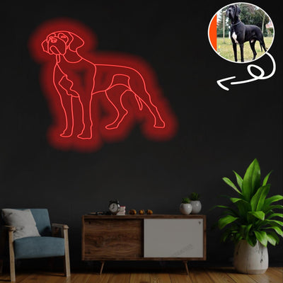 Custom Great Dane Neon Sign with Your Dog's Photo - Personalized Pet Name Art - Unique Home Decor & Gift for Dog Lovers - Pet-Themed Lighting
