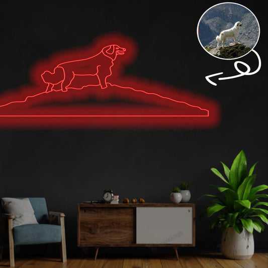 Custom Great pyrenees Neon Sign with Your Dog's Photo - Personalized Pet Name Art - Unique Home Decor & Gift for Dog Lovers - Pet-Themed Lighting
