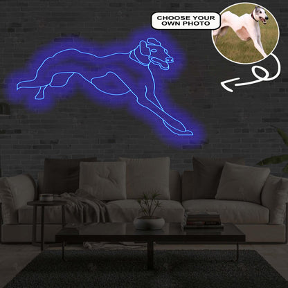 Custom Greyhound Neon Sign with Your Dog's Photo - Personalized Pet Name Art - Unique Home Decor & Gift for Dog Lovers - Pet-Themed Lighting