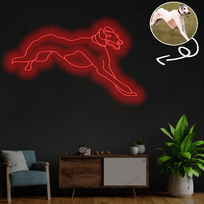 Custom Greyhound Neon Sign with Your Dog's Photo - Personalized Pet Name Art - Unique Home Decor & Gift for Dog Lovers - Pet-Themed Lighting