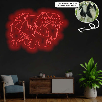 Custom Japanese chin Neon Sign with Your Dog's Photo - Personalized Pet Name Art - Unique Home Decor & Gift for Dog Lovers - Pet-Themed Lighting