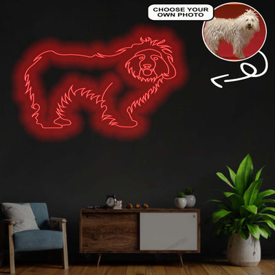 Custom Komondor Neon Sign with Your Dog's Photo - Personalized Pet Name Art - Unique Home Decor & Gift for Dog Lovers - Pet-Themed Lighting
