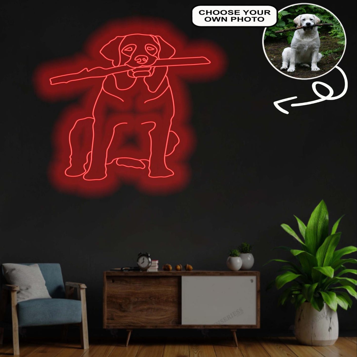 Custom Labrador Retriever Neon Sign with Your Dog's Photo - Personalized Pet Name Art - Unique Home Decor & Gift for Dog Lovers - Pet-Themed Lighting