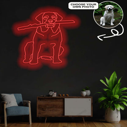 Custom Labrador Retriever Neon Sign with Your Dog's Photo - Personalized Pet Name Art - Unique Home Decor & Gift for Dog Lovers - Pet-Themed Lighting