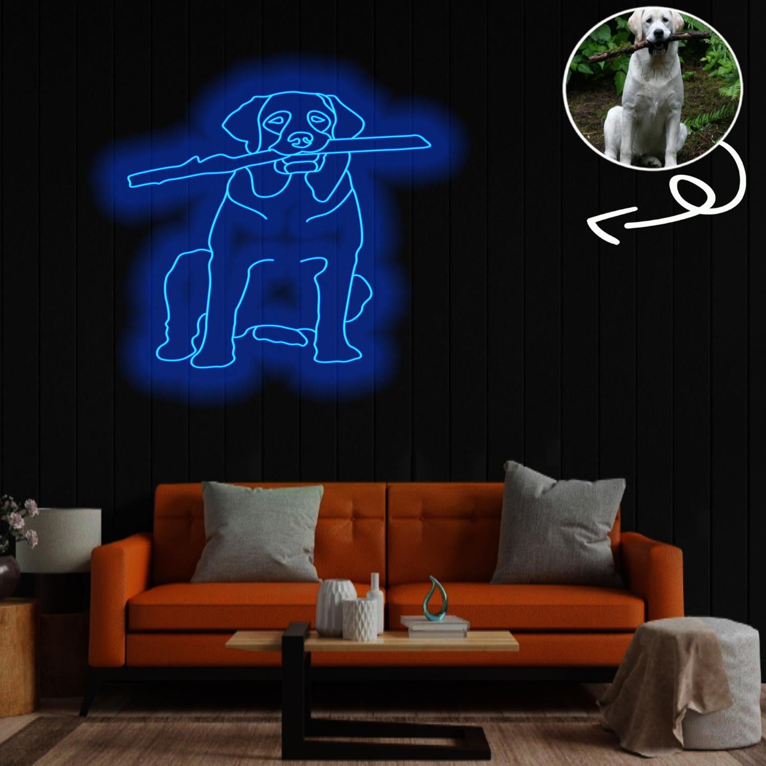Custom Labrador Retriever Neon Sign with Your Dog's Photo - Personalized Pet Name Art - Unique Home Decor & Gift for Dog Lovers - Pet-Themed Lighting
