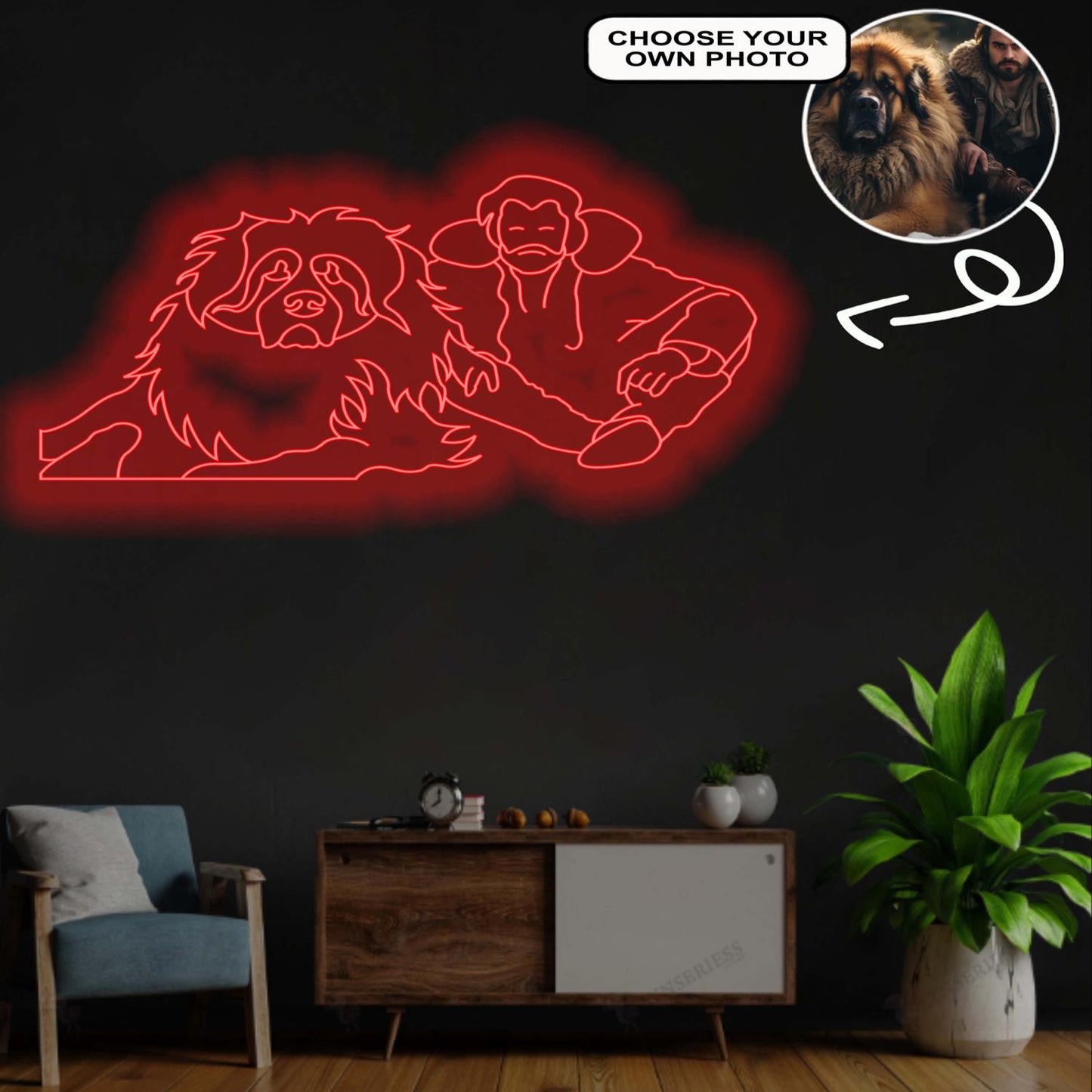 Custom Leonberger Neon Sign with Your Dog's Photo - Personalized Pet Name Art - Unique Home Decor & Gift for Dog Lovers - Pet-Themed Lighting