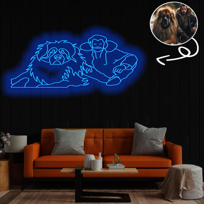Custom Leonberger Neon Sign with Your Dog's Photo - Personalized Pet Name Art - Unique Home Decor & Gift for Dog Lovers - Pet-Themed Lighting