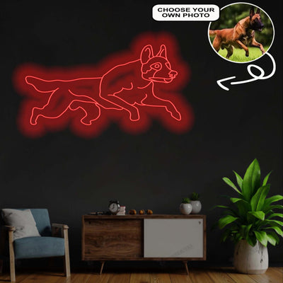 Custom Malinois Neon Sign with Your Dog's Photo - Personalized Pet Name Art - Unique Home Decor & Gift for Dog Lovers - Pet-Themed Lighting