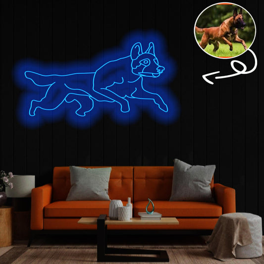 Custom Malinois Neon Sign with Your Dog's Photo - Personalized Pet Name Art - Unique Home Decor & Gift for Dog Lovers - Pet-Themed Lighting