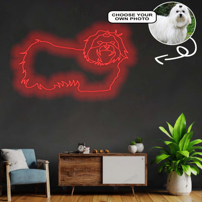 Custom Maltese Neon Sign with Your Dog's Photo - Personalized Pet Name Art - Unique Home Decor & Gift for Dog Lovers - Pet-Themed Lighting