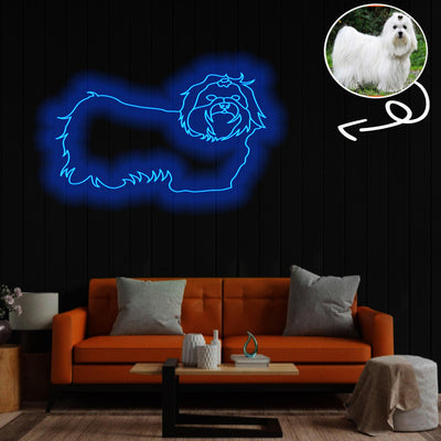 Custom Maltese Neon Sign with Your Dog's Photo - Personalized Pet Name Art - Unique Home Decor & Gift for Dog Lovers - Pet-Themed Lighting