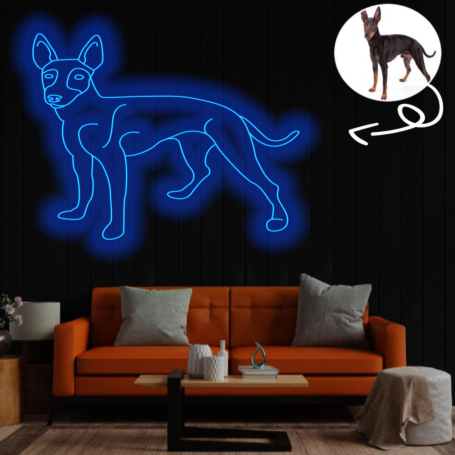 Custom Manchester terrier Neon Sign with Your Dog's Photo - Personalized Pet Name Art - Unique Home Decor & Gift for Dog Lovers - Pet-Themed Lighting
