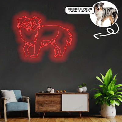 Custom Miniature American shepherd Neon Sign with Your Dog's Photo - Personalized Pet Name Art - Unique Home Decor & Gift for Dog Lovers - Pet-Themed Lighting