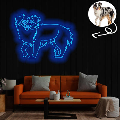 Custom Miniature American shepherd Neon Sign with Your Dog's Photo - Personalized Pet Name Art - Unique Home Decor & Gift for Dog Lovers - Pet-Themed Lighting