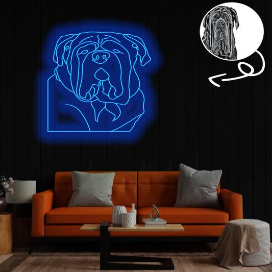 Custom Neapolitan mastiff Neon Sign with Your Dog's Photo - Personalized Pet Name Art - Unique Home Decor & Gift for Dog Lovers - Pet-Themed Lighting