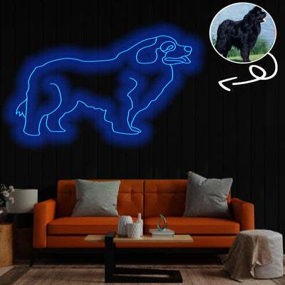 Custom Newfoundland Neon Sign with Your Dog's Photo - Personalized Pet Name Art - Unique Home Decor & Gift for Dog Lovers - Pet-Themed Lighting
