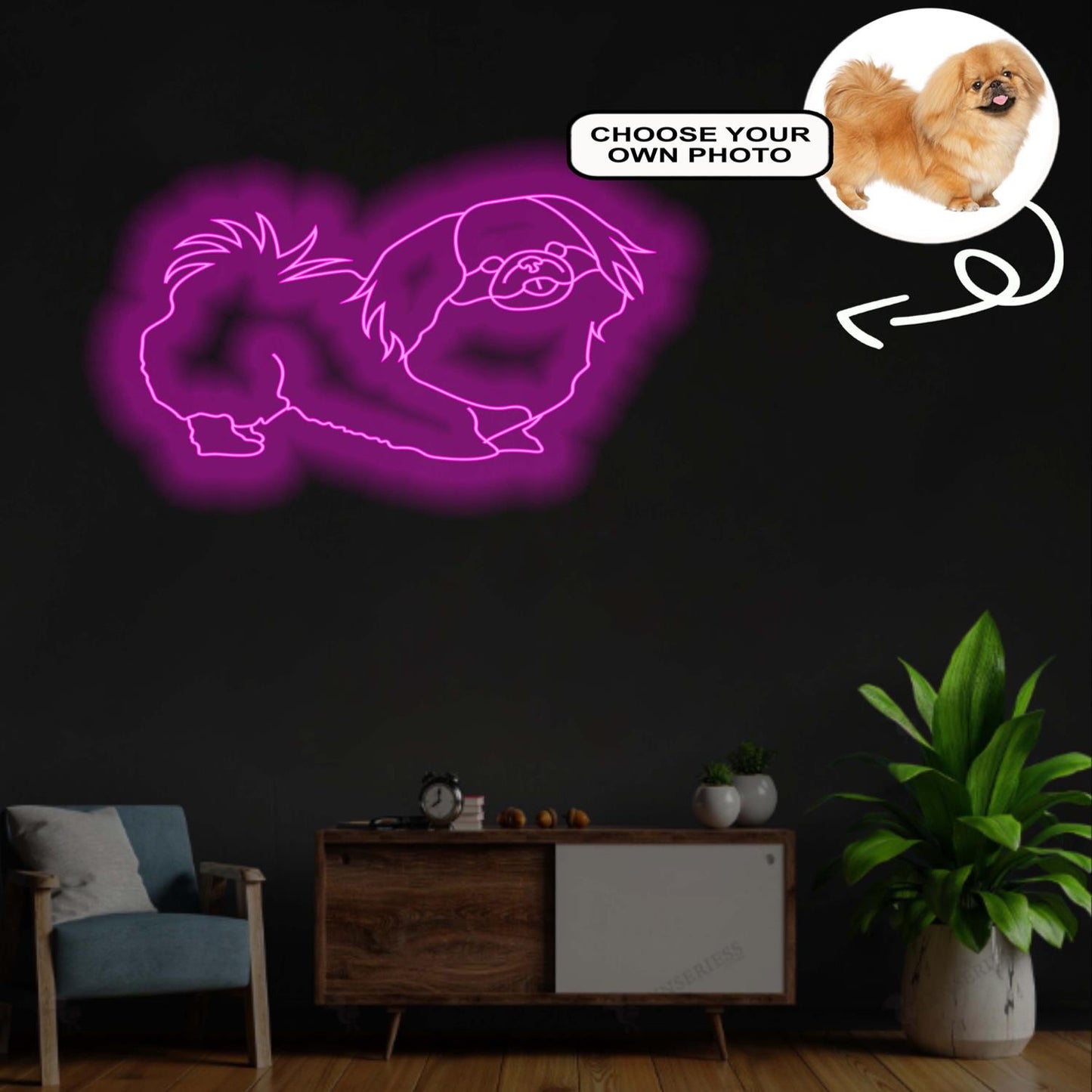 Custom Pekingese Neon Sign with Your Dog's Photo - Personalized Pet Name Art - Unique Home Decor & Gift for Dog Lovers - Pet-Themed Lighting