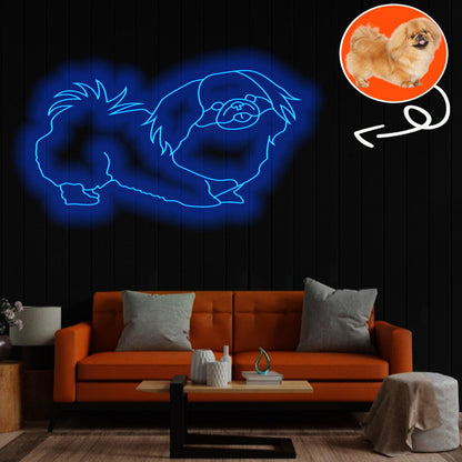 Custom Pekingese Neon Sign with Your Dog's Photo - Personalized Pet Name Art - Unique Home Decor & Gift for Dog Lovers - Pet-Themed Lighting