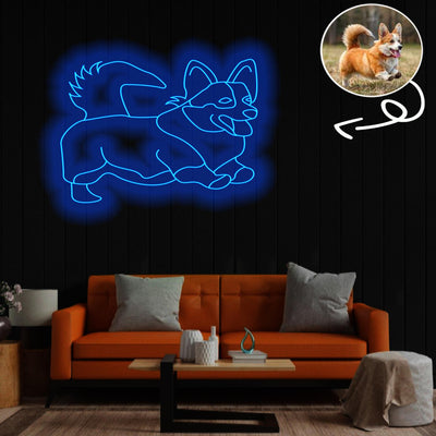 Custom Pembroke Welsh Corgi Neon Sign with Your Dog's Photo - Personalized Pet Name Art - Unique Home Decor & Gift for Dog Lovers - Pet-Themed Lighting