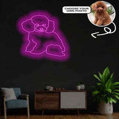 Custom Poodle Neon Sign with Your Dog's Photo - Personalized Pet Name Art - Unique Home Decor & Gift for Dog Lovers - Pet-Themed Lighting