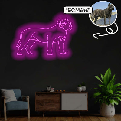 Custom Presa canario Neon Sign with Your Dog's Photo - Personalized Pet Name Art - Unique Home Decor & Gift for Dog Lovers - Pet-Themed Lighting
