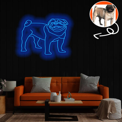 Custom Pug Neon Sign with Your Dog's Photo - Personalized Pet Name Art - Unique Home Decor & Gift for Dog Lovers - Pet-Themed Lighting
