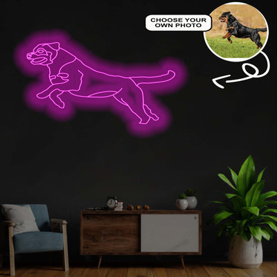Custom Rottweiler Neon Sign with Your Dog's Photo - Personalized Pet Name Art - Unique Home Decor & Gift for Dog Lovers - Pet-Themed Lighting