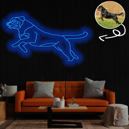 Custom Rottweiler Neon Sign with Your Dog's Photo - Personalized Pet Name Art - Unique Home Decor & Gift for Dog Lovers - Pet-Themed Lighting