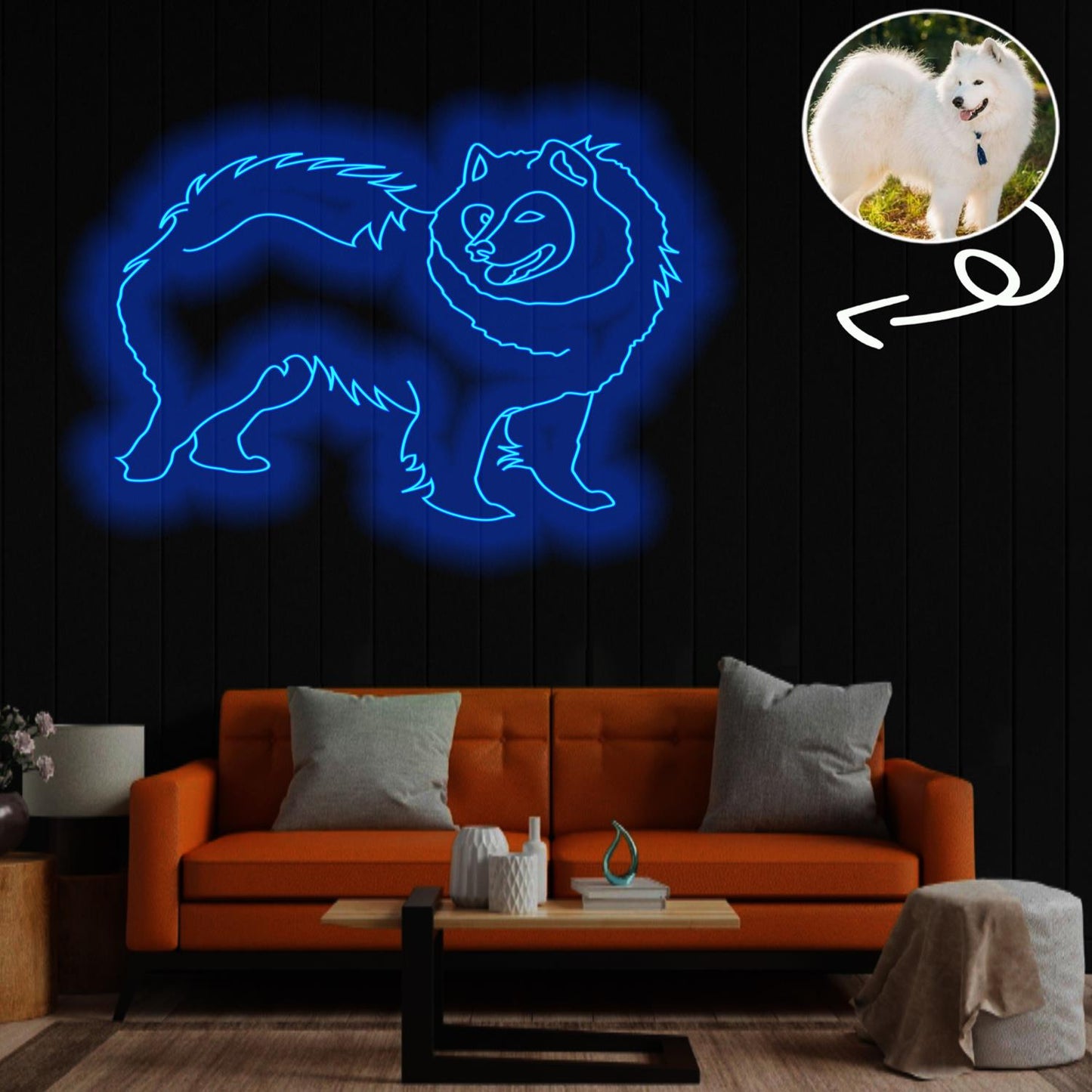 Custom Samoyed Neon Sign with Your Dog's Photo - Personalized Pet Name Art - Unique Home Decor & Gift for Dog Lovers - Pet-Themed Lighting