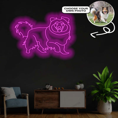 Custom Shetland Sheepdog Neon Sign with Your Dog's Photo - Personalized Pet Name Art - Unique Home Decor & Gift for Dog Lovers - Pet-Themed Lighting