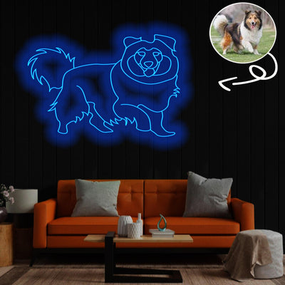 Custom Shetland Sheepdog Neon Sign with Your Dog's Photo - Personalized Pet Name Art - Unique Home Decor & Gift for Dog Lovers - Pet-Themed Lighting