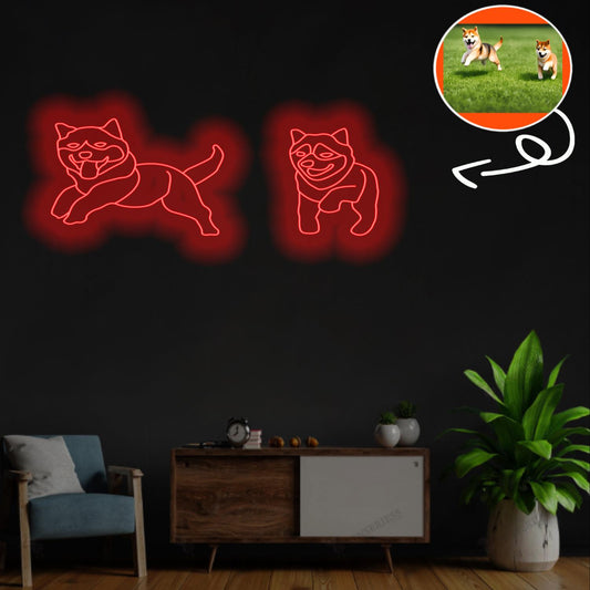 Custom Shiba inu Neon Sign with Your Dog's Photo - Personalized Pet Name Art - Unique Home Decor & Gift for Dog Lovers - Pet-Themed Lighting