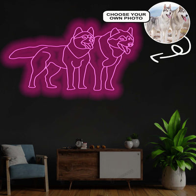 Custom Siberian Husky Neon Sign with Your Dog's Photo - Personalized Pet Name Art - Unique Home Decor & Gift for Dog Lovers - Pet-Themed Lighting