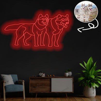 Custom Siberian Husky Neon Sign with Your Dog's Photo - Personalized Pet Name Art - Unique Home Decor & Gift for Dog Lovers - Pet-Themed Lighting